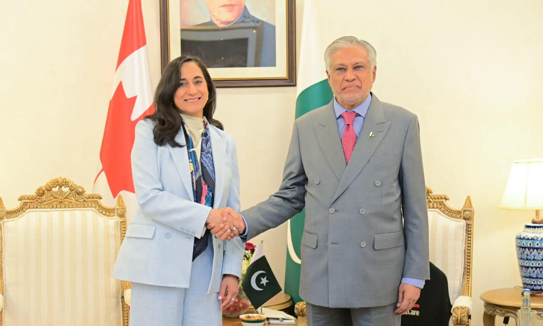 Deputy Prime Minister and Foreign Minister Ishaq Dar and Canadian FM Anitan Anand at the Foreign Office on July 20, 2026. — Photo courtesy X/ForeignOfficePk Deputy Prime Minister and Foreign Minister Ishaq Dar and Canadian FM Anitan Anand at the Foreign Office on July 20, 2026. — Photo courtesy X/ForeignOfficePk