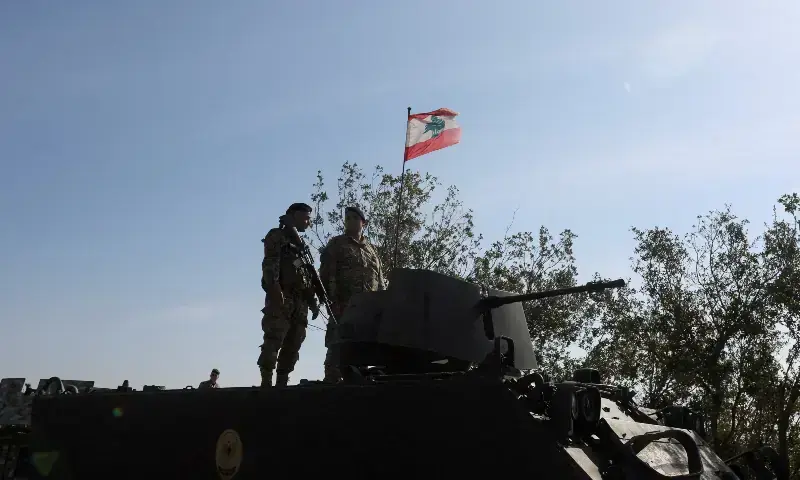 Lebanese soldiers stand on a military vehicle during an army media tour to review the army’s operations in the southern Litani sector, in Alma Al-Shaab, near the border with Israel, southern Lebanon on November 28, 2025. — Reuters/File Lebanese soldiers stand on a military vehicle during an army media tour to review the army’s operations in the southern Litani sector, in Alma Al-Shaab, near the border with Israel, southern Lebanon on November 28, 2025. — Reuters/File
