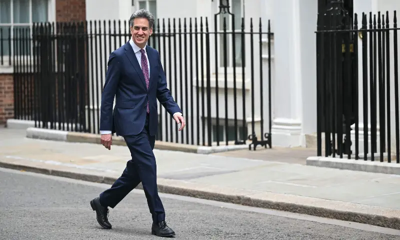 Britain’s incoming Foreign Secretary Ed Miliband arrives ahead of a cabinet meeting in Downing Street in London on July 21, 2026, a day after Andy Burnham became Britain’s new prime minister. — AFP