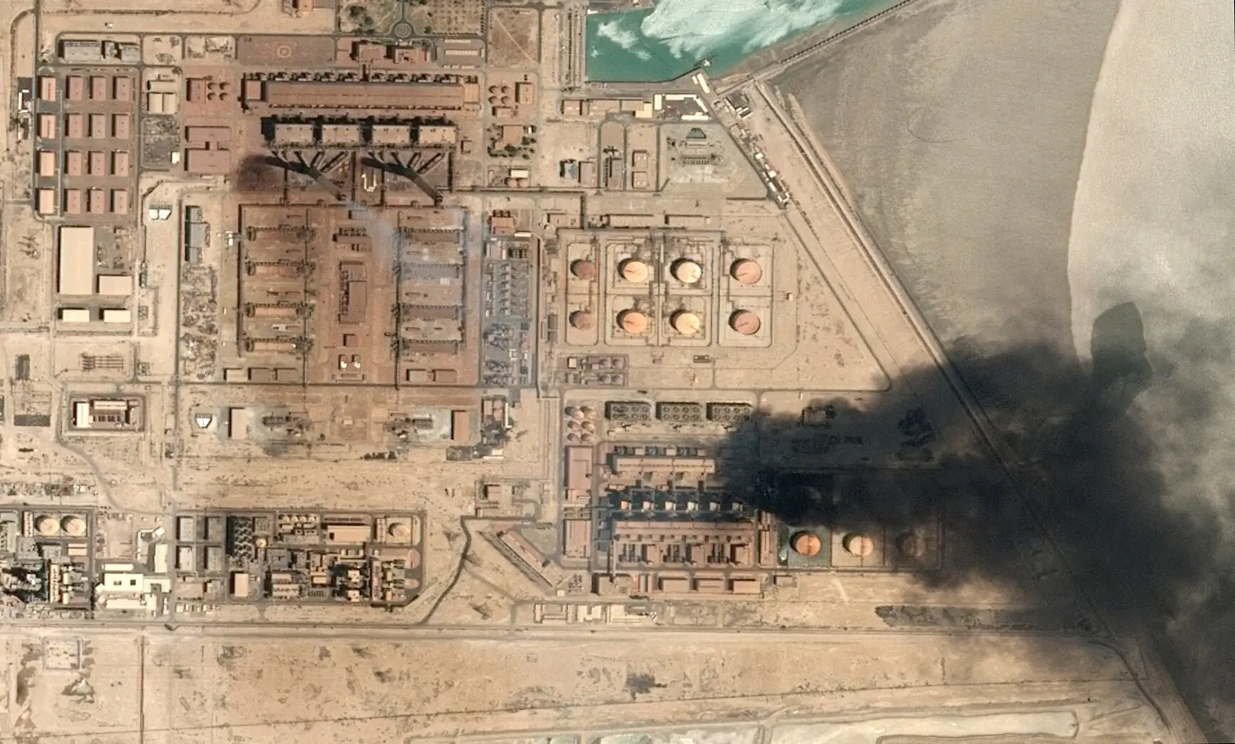 Satellite image shows smoke rising from Subiya Power and Water Desalination Plant, in Subiya, Kuwait, on July 18, 2026. &mdash; CNES 2026, Distribution Airbus DS via Reuters