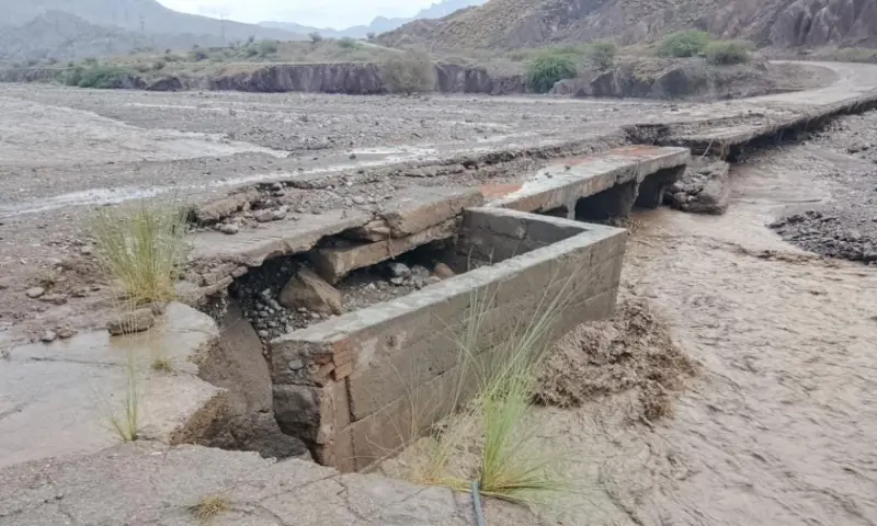 The Wana-Gomal Zam Road in Lower South Waziristan, which was damaged and blocked following landslides. — via AK Wazir The Wana-Gomal Zam Road in Lower South Waziristan, which was damaged and blocked following landslides. — via AK Wazir