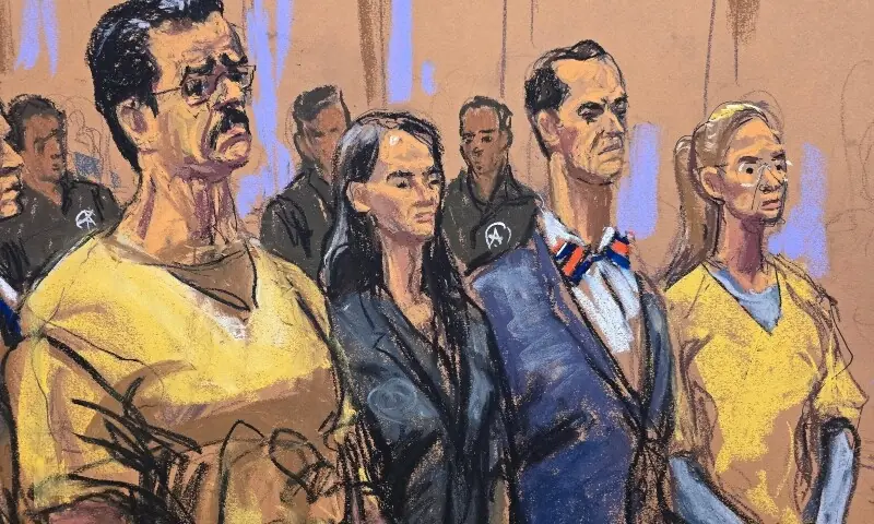Ousted Venezuelan President Nicolas Maduro and his wife, Cilia Flores, stand with Maduro's lawyer Anna Estevao and Flores' lawyer, Mark Donnelly, at a hearing before US District Judge Alvin Hellerstein at the Daniel Patrick Moynihan United States Court House in New York City, US, July 22, 2026 in this courtroom sketch. &mdash; Reuters