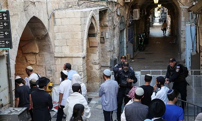 Jewish visitors enter the Al-Aqsa Mosque compound in Jerusalem’s Old City on July 23, 2026. — Reuters