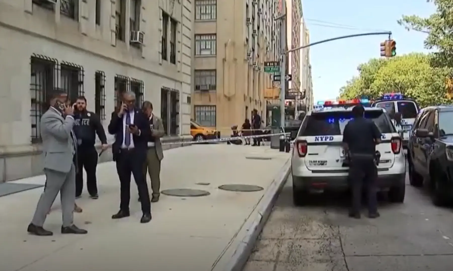 This screengrab show law enforcement personnel near Manhattan’s Central Park in New York after two men were stabbed in the area on Thursday. — Screengrab via NBC News footage This screengrab show law enforcement personnel near Manhattan’s Central Park in New York after two men were stabbed in the area on Thursday. — Screengrab via NBC News footage