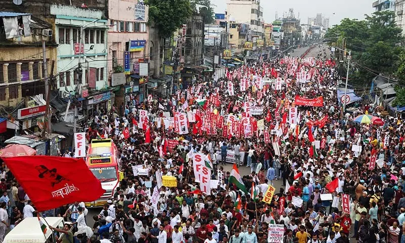 People gather in solidarity with Cockroach Janta Party (CJP) protests held at Jantar Mantar in New Delhi, which demand the resignation of India’s Education Minister Dharmendra Pradhan over exam paper leaks, in Kolkata, India on July 24, 2026. — Reuters