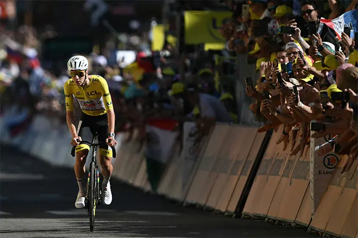 UAE Team Emirates-XRG’s Slovenian rider Tadej Pogacar in action during the 19th stage of the Tour de France, a 127.9km distance from Gap to Alpe d’Huez, on Friday.—AFP UAE Team Emirates-XRG’s Slovenian rider Tadej Pogacar in action during the 19th stage of the Tour de France, a 127.9km distance from Gap to Alpe d’Huez, on Friday.—AFP