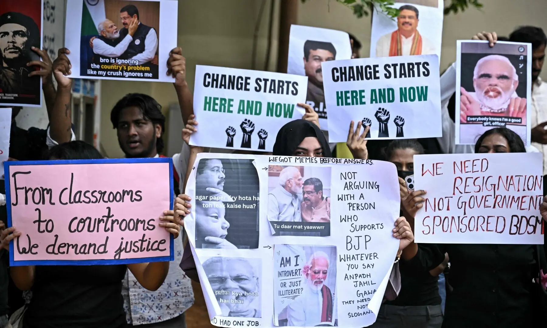 Demonstrators hold placards during a protest at Freedom Park in Bengaluru on July 24, 2026 in solidarity with the ongoing agitation at New Delhi’s Jantar Mantar demanding the resignation of India’s Education Minister Dharmendra Pradhan over alleged irregularities in the National Eligibility cum Entrance Test (NEET). — AFP Demonstrators hold placards during a protest at Freedom Park in Bengaluru on July 24, 2026 in solidarity with the ongoing agitation at New Delhi’s Jantar Mantar demanding the resignation of India’s Education Minister Dharmendra Pradhan over alleged irregularities in the National Eligibility cum Entrance Test (NEET). — AFP