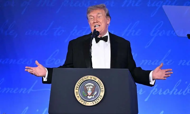 US President Donald Trump speaks during the 2026 White House Correspondents' Association (WHCA) Dinner at the Waldorf Astoria in Washington, DC, on July 24, 2026. — AFP US President Donald Trump speaks during the 2026 White House Correspondents' Association (WHCA) Dinner at the Waldorf Astoria in Washington, DC, on July 24, 2026. — AFP