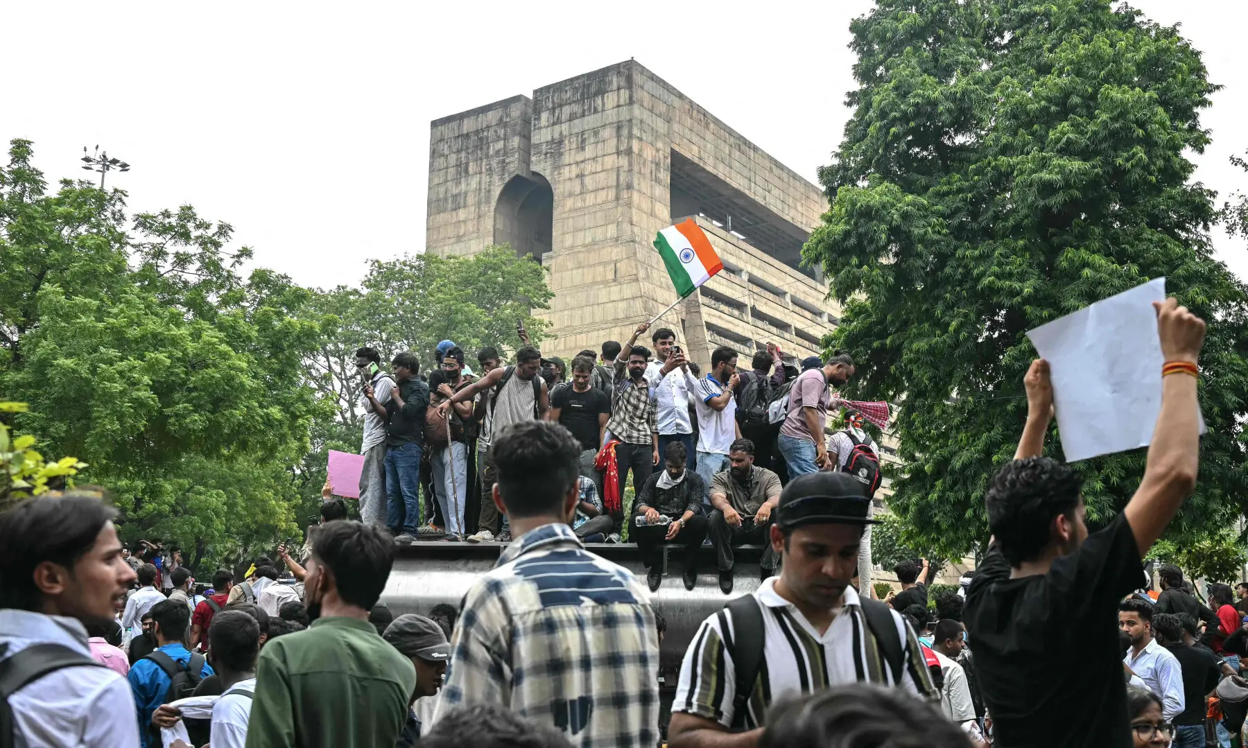  Cockroach Janta Party (CJP) supporters celebrate the resignation of India’s Education Minister Dharmendra Pradhan, at Jantar Mantar in New Delhi on July 25, 2026. — AFP 