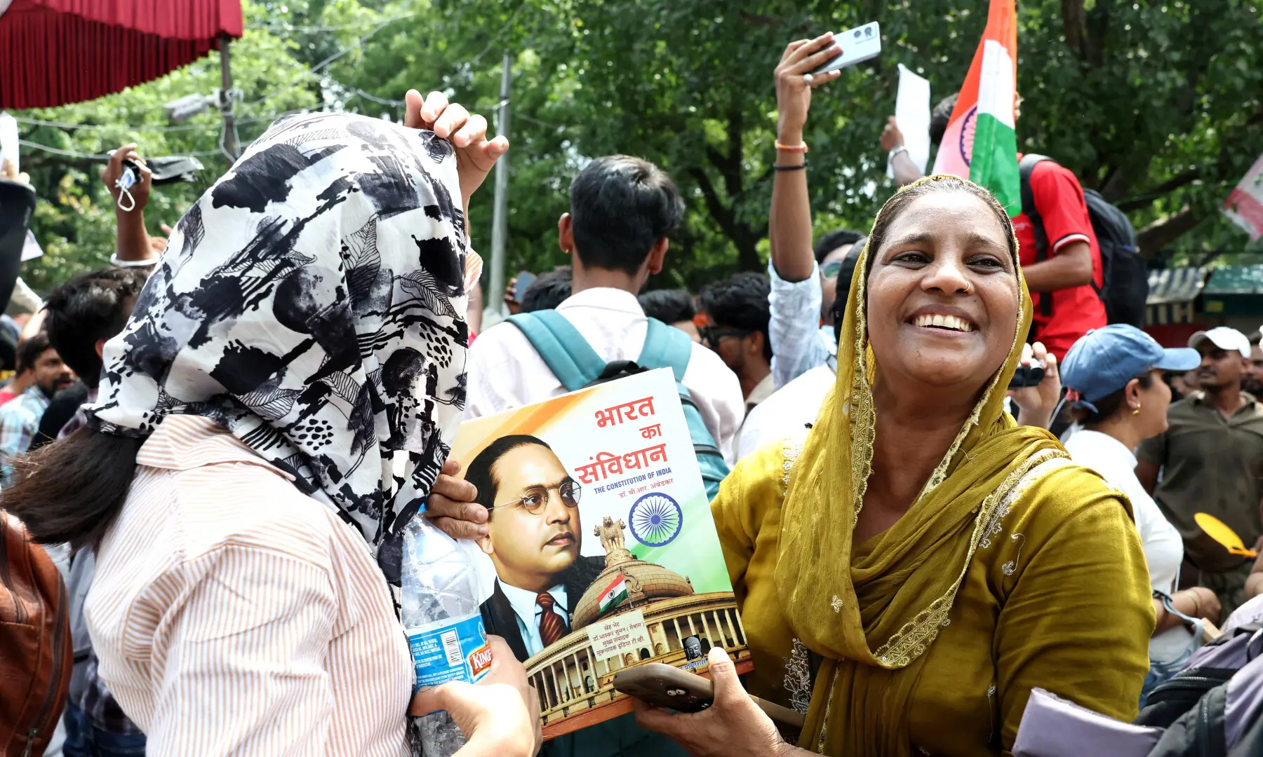  A supporter of India’s Cockroach Janta Party (CJP) celebrates after India’s Education Minister Dharmendra Pradhan resigned, in New Delhi on July 25, 2026. — Reuters 