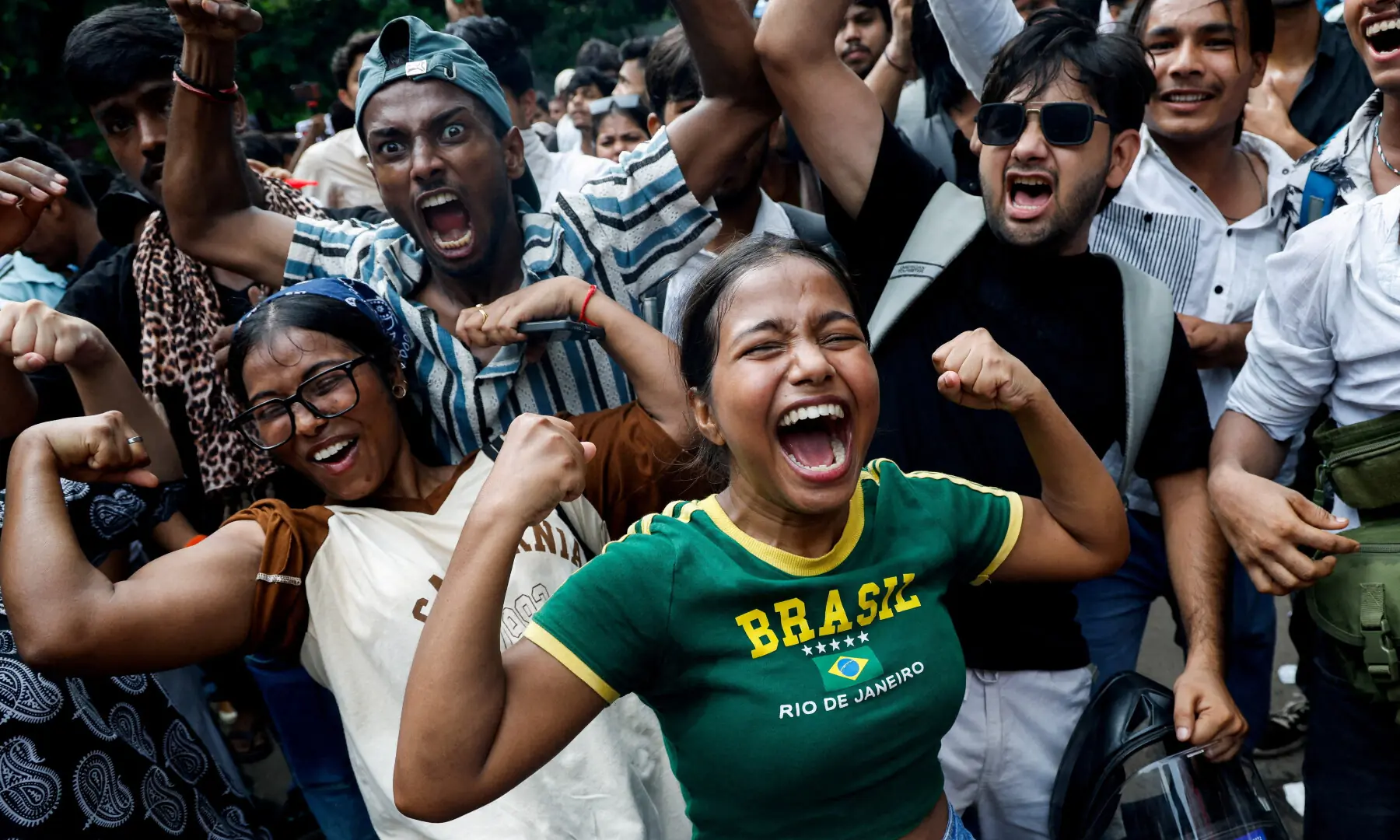  Supporters of India’s Cockroach Janta Party (CJP) celebrate after India’s Education Minister Dharmendra Pradhan resigned, in New Delhi on July 25, 2026. — Reuters 