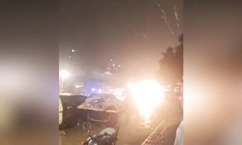Commuters travel through 4k Chaurangi in Karachi's Surjani Town amid heavy rain on July 25, 2026. — Screengrab via author Commuters travel through 4k Chaurangi in Karachi's Surjani Town amid heavy rain on July 25, 2026. — Screengrab via author