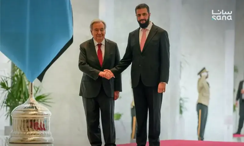 On first visit to Syria in 17 years, UN chief meets Sharaa