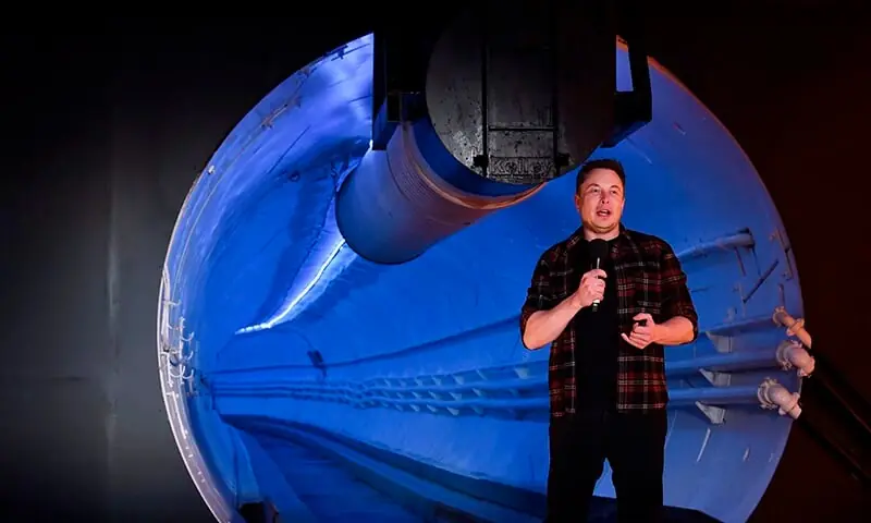 Elon Musk, co-founder and chief executive officer of Tesla Inc., speaks during an unveiling event for the Boring Company Hawthorne test tunnel in Hawthorne, south of Los Angeles, California on December 18, 2018. &mdash; AFP/File