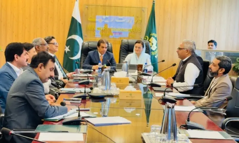Federal Minister for Railways Hanif Abbasi chairs a meeting to review the joint work of Pakistan Railways on Tuesday. &mdash;APP