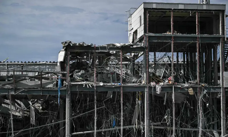 A general view shows damage to part of the Aeon Mall Kumamoto in Kashima, Kumamoto Prefecture, on July 29, 2026, after an earthquake struck southwestern Japan the previous day. — AFP