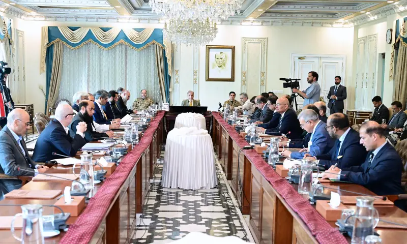 Prime Minister Shehbaz Sharif chairs a review meeting of the implementation of a national-level integrated digital policy framework, in Islamabad on July 29. &mdash; PakPMO/X