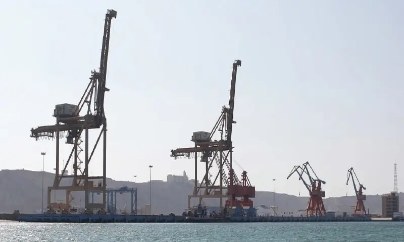 A view of the Gwadar port from the sea is seen in this file photo. The port is expected to serve as a gateway for landlocked Central Asian states by providing them access to maritime routes and a trade corridor for doing business with all countries of the world.