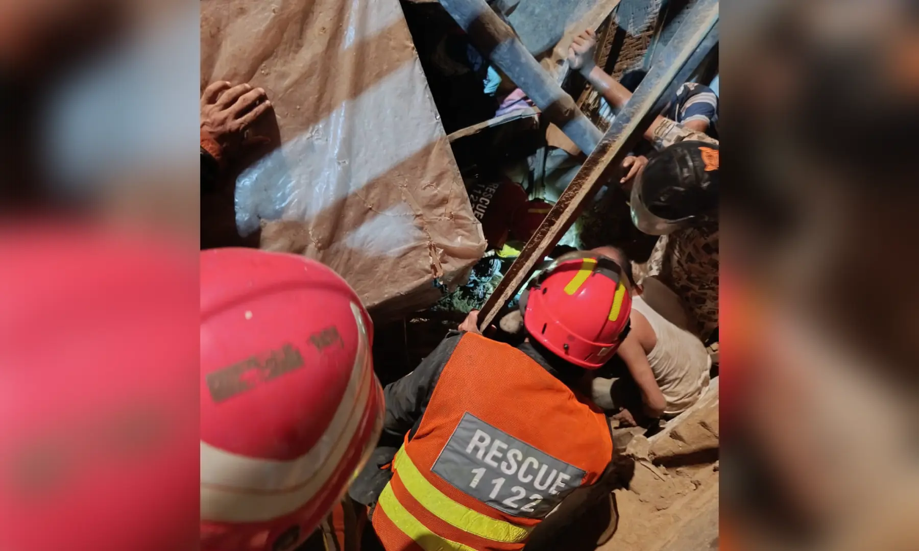 Rescue 1122 personnel carry out an operation after a building collapsed in Lahore Hasbanpura on July 29. — Photo courtesy Rescue 1122 Rescue 1122 personnel carry out an operation after a building collapsed in Lahore Hasbanpura on July 29. — Photo courtesy Rescue 1122