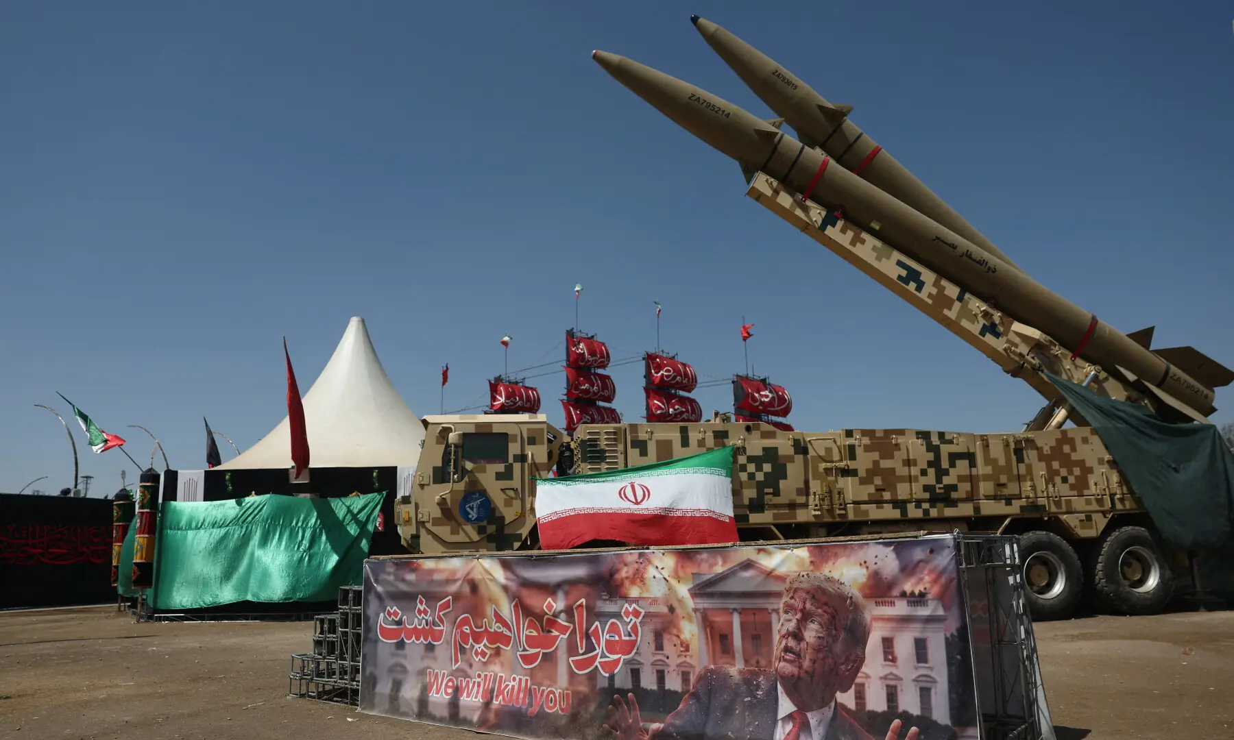 An Iranian missile system is displayed in Azadi Square in Tehran, Iran, on July 30, 2026. &mdash; WANA via Reuters