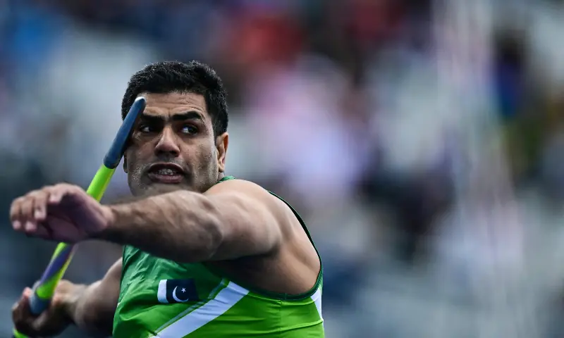 Pakistan's Arshad Nadeem competes in the men's javelin throw qualifying round during the athletics event at the Scotstoun Stadium in Glasgow, on day seven of the Commonwealth Games in Glasgow, Scotland, on July 30, 2026. — AFP Pakistan's Arshad Nadeem competes in the men's javelin throw qualifying round during the athletics event at the Scotstoun Stadium in Glasgow, on day seven of the Commonwealth Games in Glasgow, Scotland, on July 30, 2026. — AFP