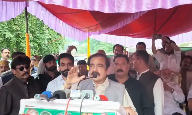 PML-N senior leader Rana Sanaullah addresses a gathering in Muzaffarabad, AJK, on Aug 1, 2026. — screengrab via X/pmln_org PML-N senior leader Rana Sanaullah addresses a gathering in Muzaffarabad, AJK, on Aug 1, 2026. — screengrab via X/pmln_org