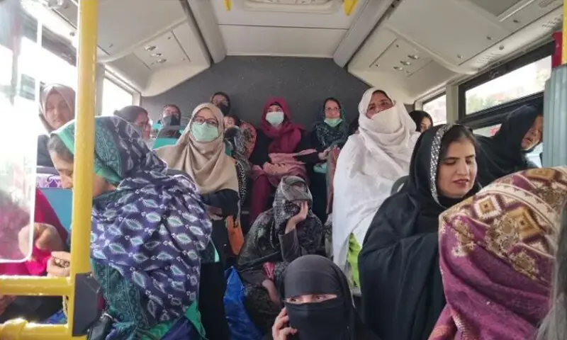 Public transport initiatives such as the women-only Pink Bus Service are a blessing for female commuters, but the problem of overcrowding remains | Hawwa Fazal Public transport initiatives such as the women-only Pink Bus Service are a blessing for female commuters, but the problem of overcrowding remains | Hawwa Fazal