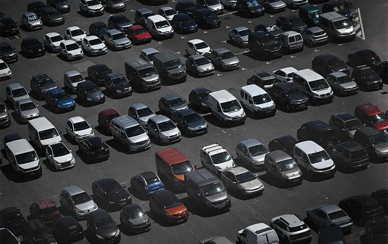 This dated photograph shows cars parked in Saint-Nazaire, western France. More than a third of new cars sold in France in July were electric, illustrating the rapid growth of this type of vehicle, supported by public policies, in a market that is up 9pc but still far from its pre-Covid levels.&mdash;AFP