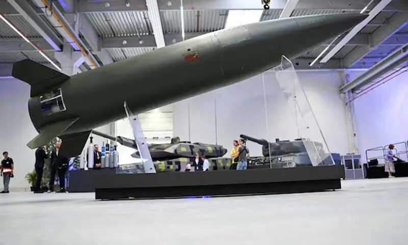 An Army Tactical Missile System (ATACMS) is displayed during the inauguration of a new artillery plant of ammunition maker Rheinmetall, in Unterluess, Germany on August 27, 2025. &mdash; Reuters/File