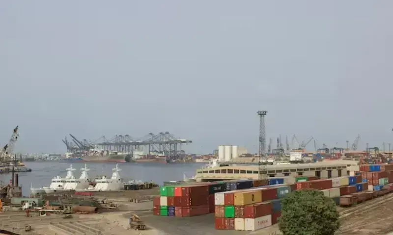 Shipping containers are seen at the Karachi port in Karachi on June 10, 2025. &mdash; Reuters/File