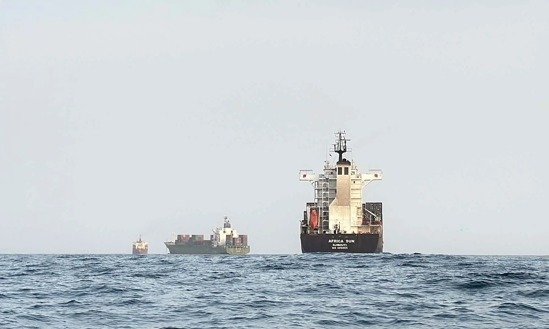 Container ships are seen anchored near the Strait of Bab al-Mandeb off Yemen&rsquo;s coast in the Gulf of Aden on August 6, 2026. &mdash; AFP