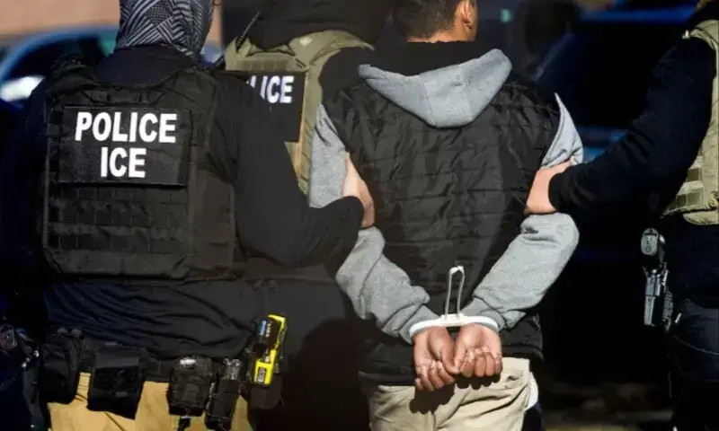 Immigration and Customs Enforcement agents detain a man after conducting a raid at the Cedar Run apartment complex in Denver, Colorado, US, February 5, 2025. — Reuters/Kevin Mohatt/File Immigration and Customs Enforcement agents detain a man after conducting a raid at the Cedar Run apartment complex in Denver, Colorado, US, February 5, 2025. — Reuters/Kevin Mohatt/File