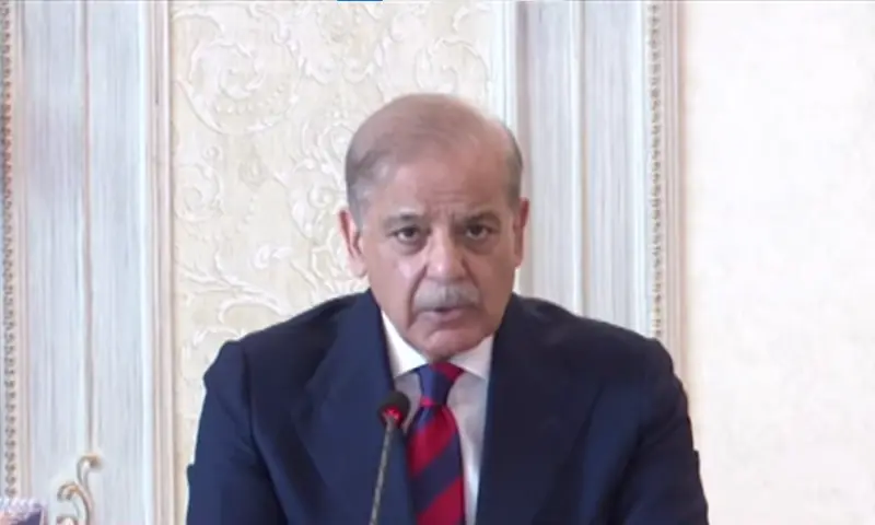Prime Minister Shehbaz Sharif addresses the federal cabinet on Aug 10, 2026. &mdash; screengrab via DawnNewsTV
