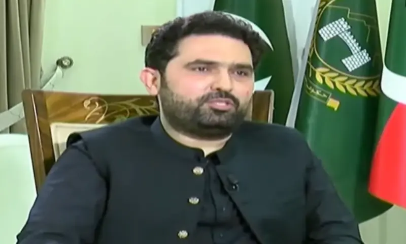 Khyber Pakhtunkhwa Chief Minister Sohail Afridi during an interview. &mdash; Screengrab via Geo News