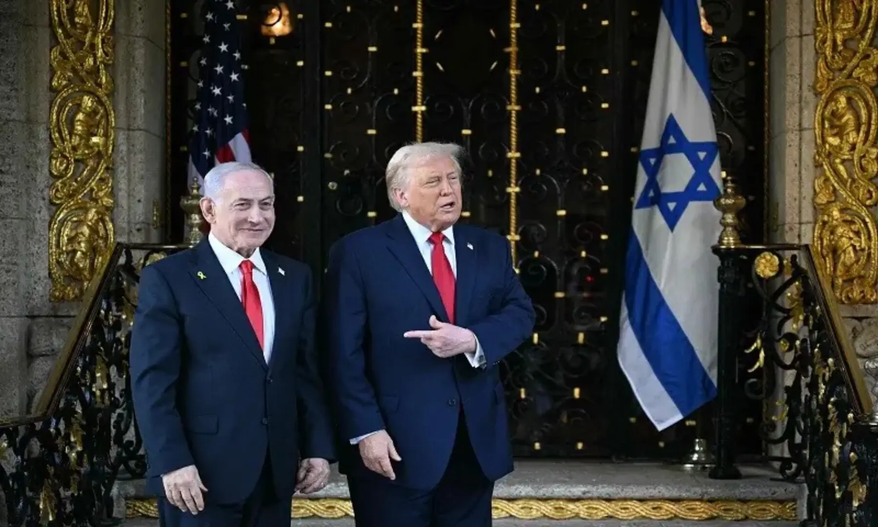 US President Donald Trump (R) greets Israeli Prime Minister Benjamin Netanyahu (L) upon arrival at Trump’s Mar-a-Lago residence in Palm Beach, Florida, on December 29, 2025. — AFP/File