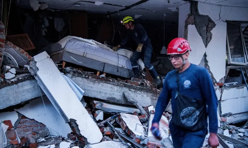 Emergency personnel work at the site of a damaged building after an earthquake, in Cali, Colombia on August 10, 2026. — Reuters Emergency personnel work at the site of a damaged building after an earthquake, in Cali, Colombia on August 10, 2026. — Reuters