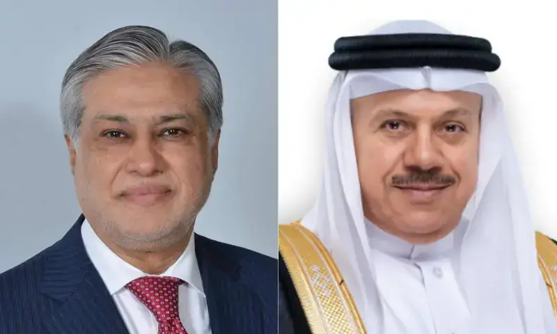 Collage shows DPM/FM Ishaq Dar (L) and Bahrain FM Dr Abdullatif Bin Rashid Al Zayani (R). — Photos via MOFA Pakistan and MOFA Bahrain Collage shows DPM/FM Ishaq Dar (L) and Bahrain FM Dr Abdullatif Bin Rashid Al Zayani (R). — Photos via MOFA Pakistan and MOFA Bahrain