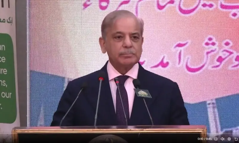Prime Minister Muhammad Shehbaz Sharif addresses a ceremony held at the Prime Minister's Office on the occasion of National Minorities' Day on Tuesday, Aug 11. &mdash;Screengrab via @PakPMO/X