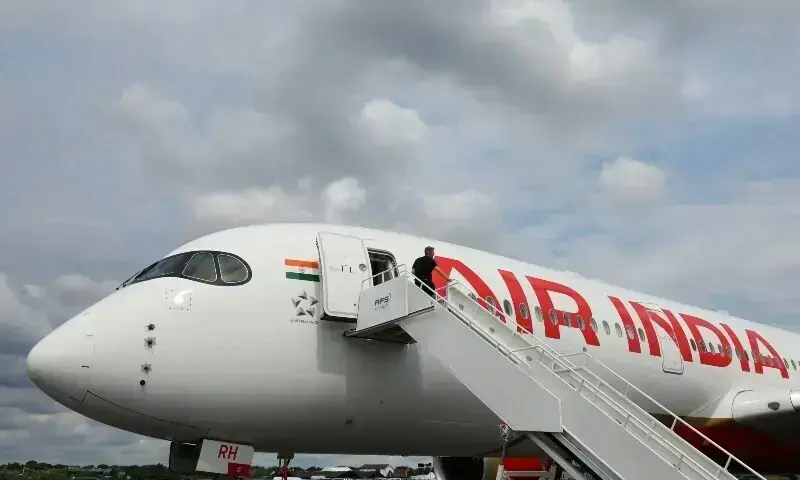 Branding for Air India is seen on an Airbus A350-900 at the Farnborough International Airshow, in Farnborough, Britain on July 24, 2024. — Reuters/File Branding for Air India is seen on an Airbus A350-900 at the Farnborough International Airshow, in Farnborough, Britain on July 24, 2024. — Reuters/File