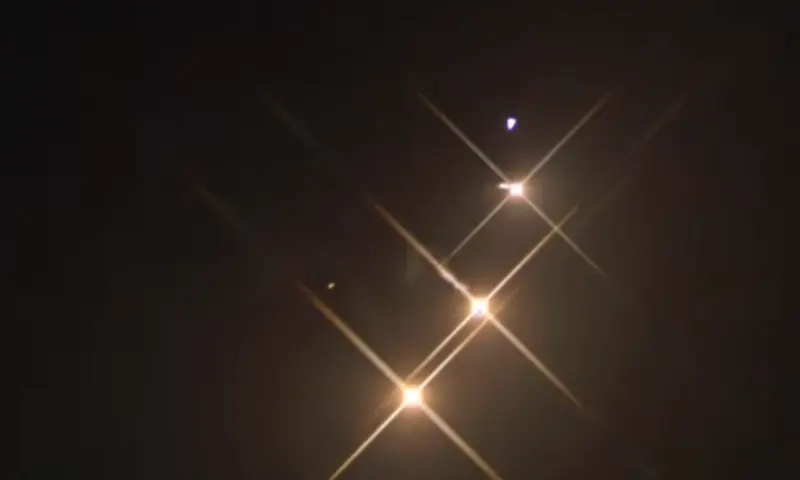 A Pakistan Air Force fighter jet performs a flypast over the Yadgar-i-Fatah monument in Islamabad on August 13, 2026. — Screengrab via YouTube/PTV News