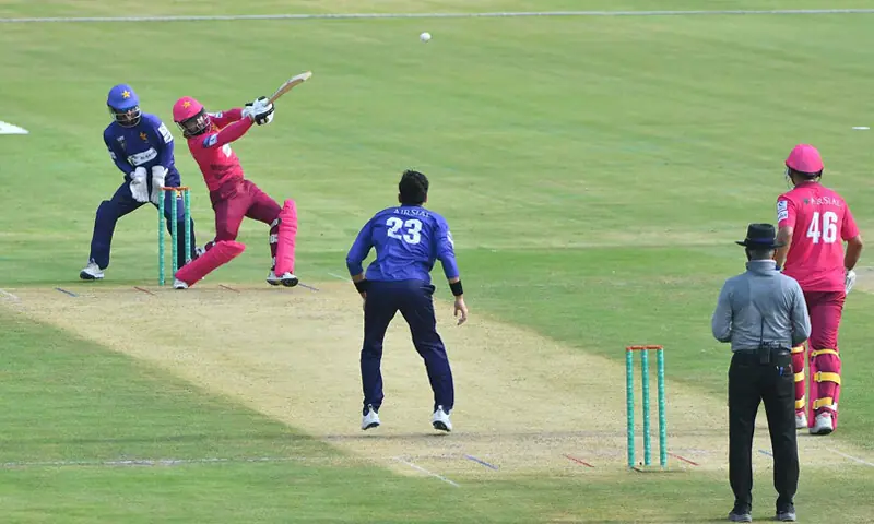 PLAYERS in action during the National Champions Cup match between Pakistan Blues and Pakistan Gold at the Multan Cricket Stadium.&mdash;APP