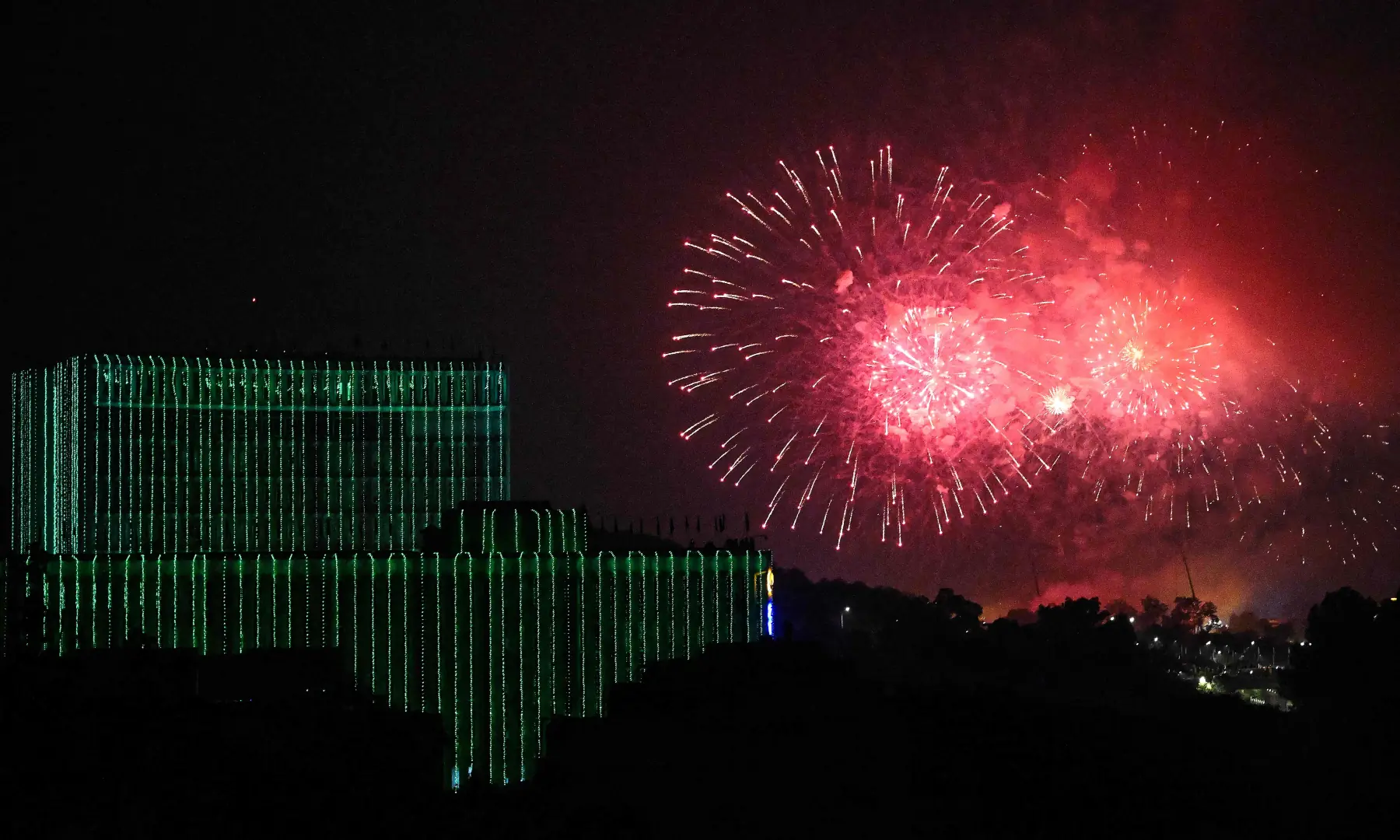 Fireworks are photographed during celebrations ahead of Independence Day, in Islamabad on August 14, 2026. — AFP