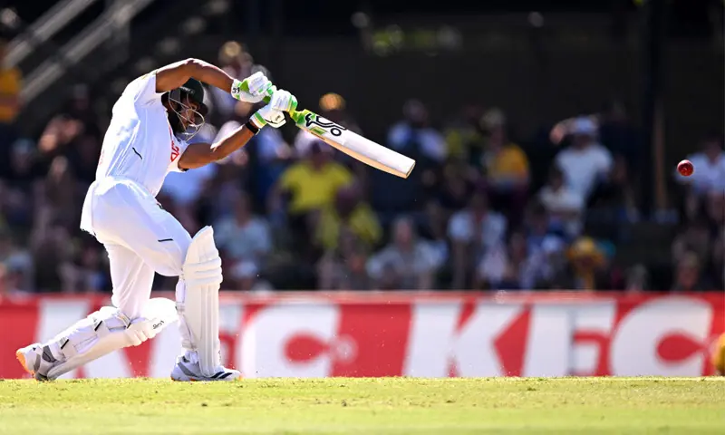 BANGLADESH opener Tanzid Hasan plays a shot during the first Test against Australia at the Marrara Stadium on Friday.—AFP BANGLADESH opener Tanzid Hasan plays a shot during the first Test against Australia at the Marrara Stadium on Friday.—AFP