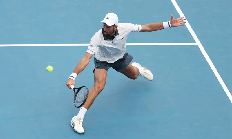 SERBIA&rsquo;S Novak Djokovic hits a return against Thiago Agustin Tirante of Argentina during their Cincinnati Open round-of-64 match at the Lindner Family Tennis Centre.&mdash;AFP