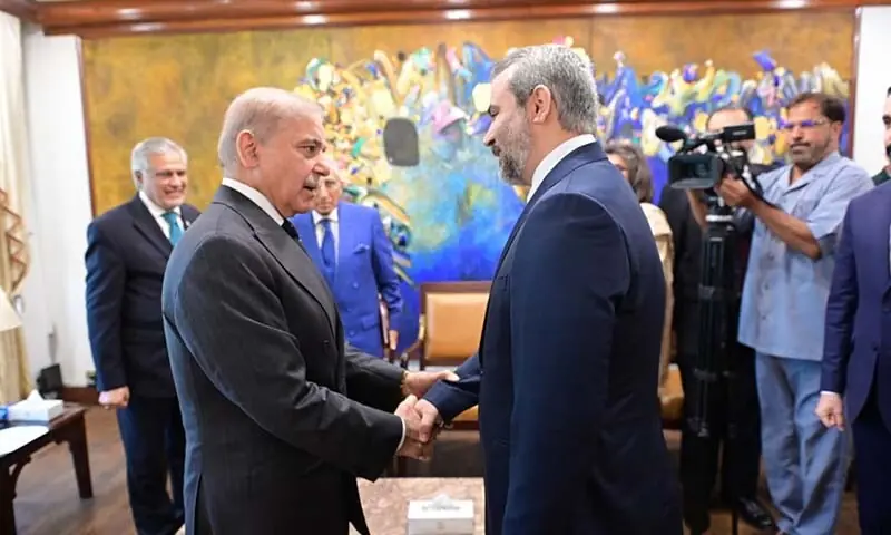 Prime Minister Shehbaz Sharif meets Syrian Foreign Minister Asaad Hassan al-Shaibani in Islamabad on August 20, 2026. &mdash; Photo courtesy @PakPMO/X