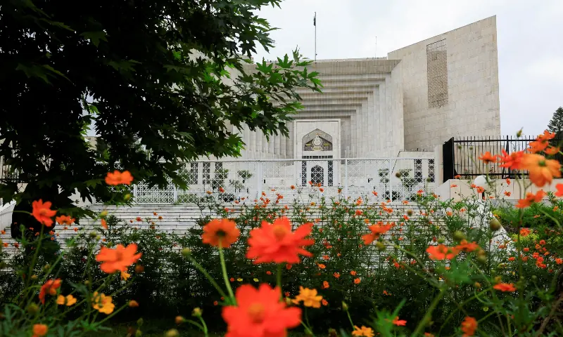 Flowers bloom outside the building of the Supreme Court of Pakistan in Islamabad on August 20, 2026. &mdash; Reuters