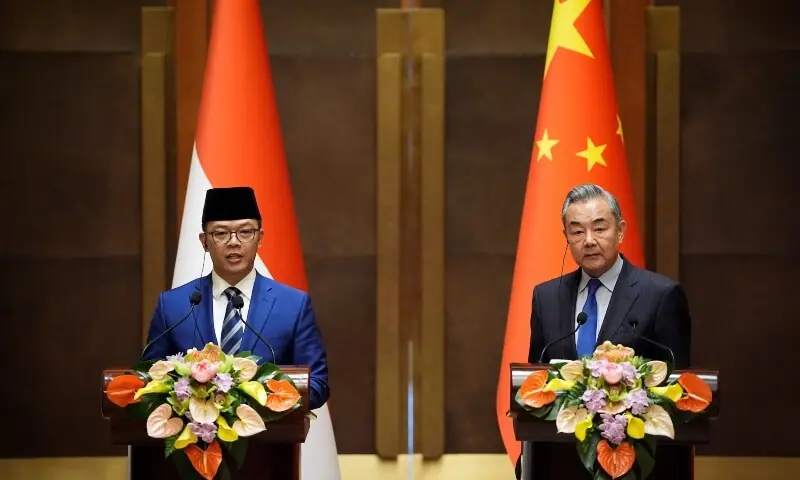 ndonesian Foreign Minister Sugiono and Chinese Foreign Minister Wang Yi attend a press briefing after the first meeting of China-Indonesia joint foreign and defense ministerial dialogue at the Diaoyutai State Guest House on April 21, 2025 in Beijing, China. — Reuters/File ndonesian Foreign Minister Sugiono and Chinese Foreign Minister Wang Yi attend a press briefing after the first meeting of China-Indonesia joint foreign and defense ministerial dialogue at the Diaoyutai State Guest House on April 21, 2025 in Beijing, China. — Reuters/File
