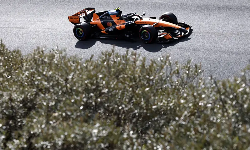 MCLAREN’S Lando Norris drives during qualifying of the Formula One Dutch Grand Prix at Circuit Zandvoort on Saturday.—Reuters MCLAREN’S Lando Norris drives during qualifying of the Formula One Dutch Grand Prix at Circuit Zandvoort on Saturday.—Reuters
