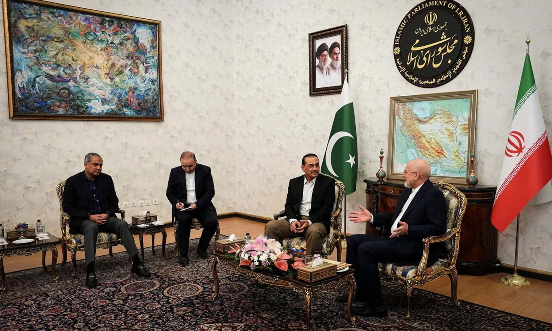 Iranian parliament speaker Mohammad Bagher Ghalibaf meets with Chief of Defence Forces and Chief of Army Staff Field Marshal Asim Munir in Tehran, Iran on August 24, 2026. &mdash; Reuters
