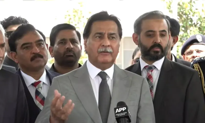 National Assembly Speaker Ayaz Sadiq speaks to the media in Islamabad on Tuesday, Aug 25. &mdash; Hum News/ YouTube